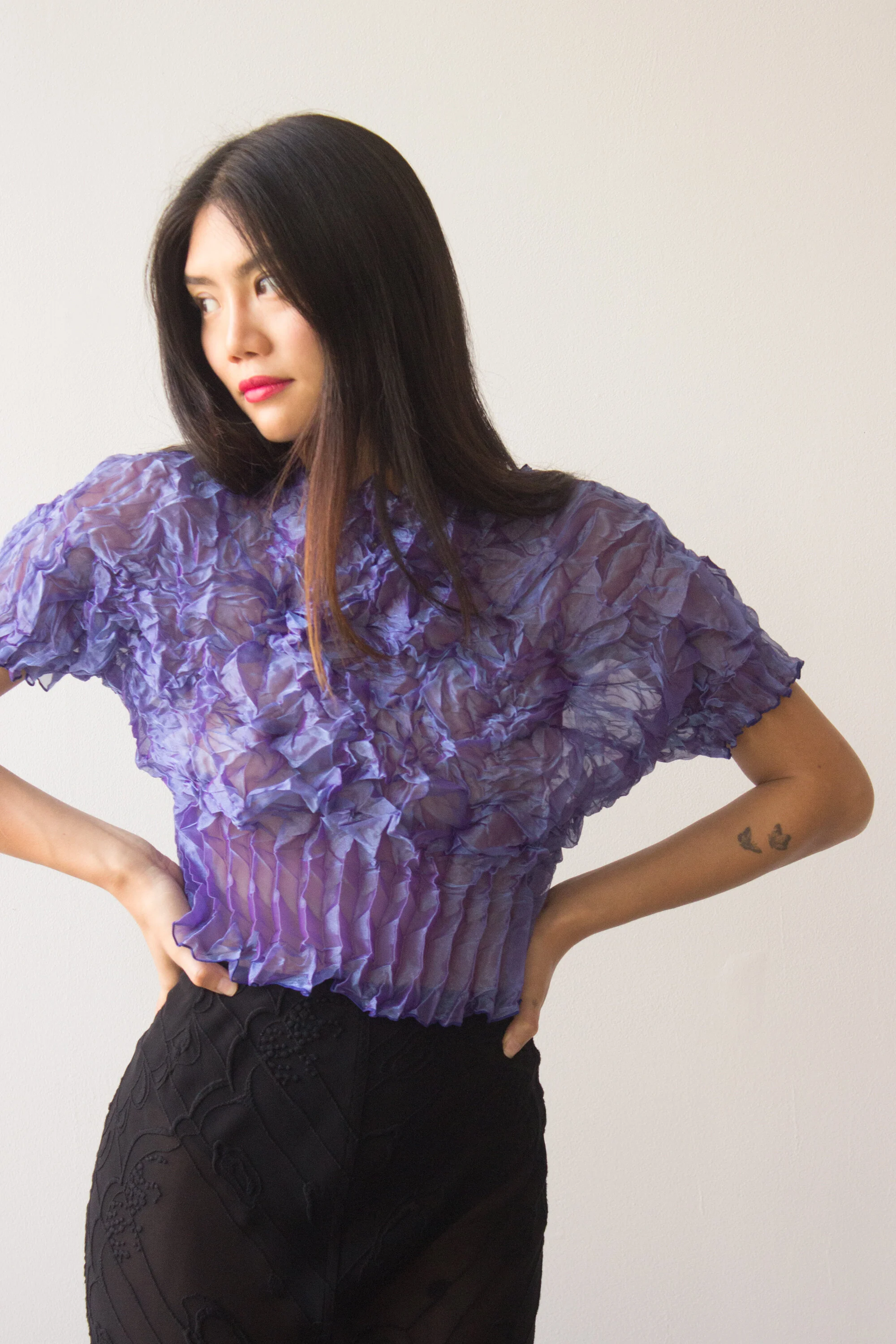 Sheer iridescent top shop